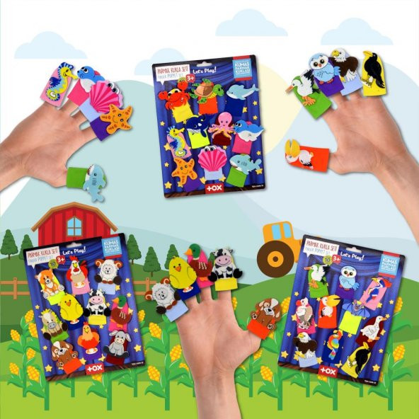 3 Set - 30 Parça Tox Deniz Canlıları,  Çiftlik ve Uçan Hayvanlar Parmak Kukla T120 T121 T222 - Resim 5