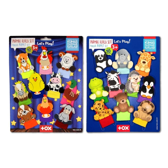 2 Set - 20 Parça Tox Vahşi ve Çiftlik Hayvanlar Parmak Kukla T781 T220 ürün görseli 1