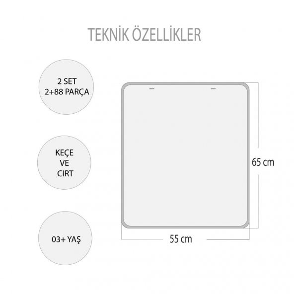 2 Set - 88 Parça  Rakamları Öğreniyorum Keçe Duvar Panoları , Eğitici Oyuncak - 3