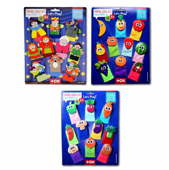 3 Set - 30 Parça Tox Masal Kahramanları, Meyveler ve Sebzeler Parmak Kukla T105 T104 T225
