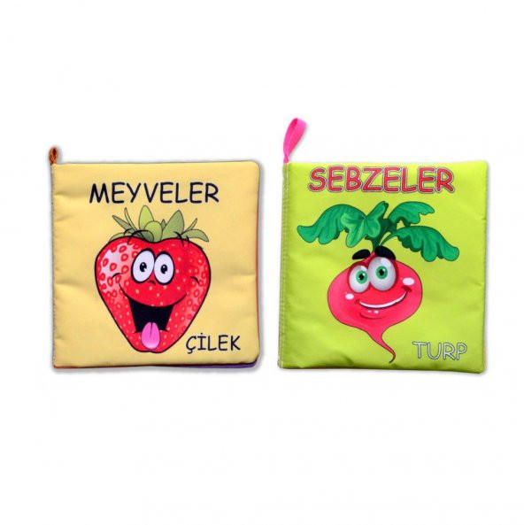 2 Kitap Tox Sebzeler ve Meyveler Kumaş Sessiz Kitap T113 T049 - Bez Kitap , Eğitici Oyuncak , Yumuşak ve Hışırtılı - 6