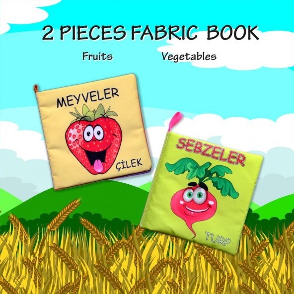 2 Kitap Tox Sebzeler ve Meyveler Kumaş Sessiz Kitap T113 T049 - Bez Kitap , Eğitici Oyuncak , Yumuşak ve Hışırtılı - 7