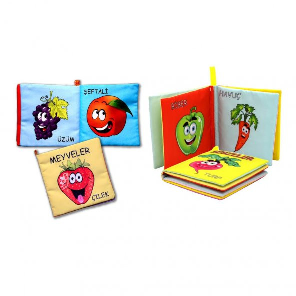 2 Kitap Tox Sebzeler ve Meyveler Kumaş Sessiz Kitap T113 T049 - Bez Kitap , Eğitici Oyuncak , Yumuşak ve Hışırtılı - 8