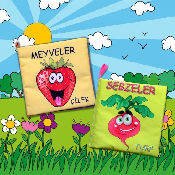 2 Kitap Tox Sebzeler ve Meyveler Kumaş Sessiz Kitap T113 T049 - Bez Kitap , Eğitici Oyuncak , Yumuşak ve Hışırtılı - 10