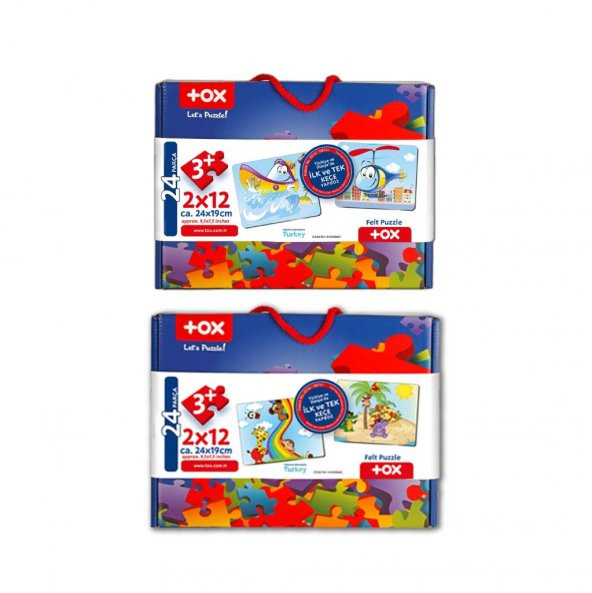 4 Set - 48 Parça Tox Tekne , Helikopter ve Gökkuşağı 3+ Keçe Yapboz - 3 Yaş Puzzle T005 T042 - 3
