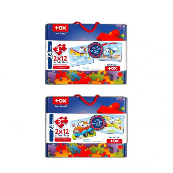 4 Set - 48 Parça Tox Uçak, Araba, Tekne ve Helikopter 3+ Keçe Yapboz - 3 Yaş Puzzle T004 T005 - 8
