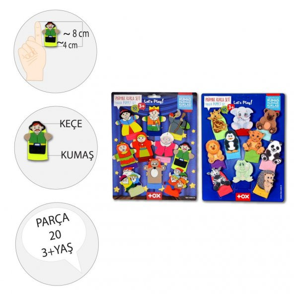 2 Set - 20 Parça Tox Masal Kahramanları ve Vahşi Hayvanlar Parmak Kukla T782 T225 - 3