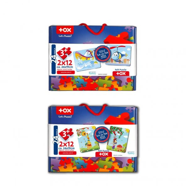 4 Set - 48 Parça Tox Tekne , Helikopter ve Elmacı Ayı 3+ Keçe Yapboz - 3 Yaş Puzzle T044 T005 - 8