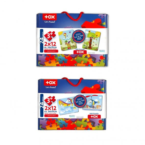 4 Set - 48 Parça Tox Tekne , Helikopter ve Zürafa 3+ Keçe Yapboz - 3 Yaş Puzzle T043 T005 - 7