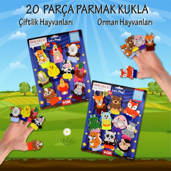 2 Set - 20 Parça Tox Orman ve Çiftlik Hayvanlar Parmak Kukla T218 T220 - 2