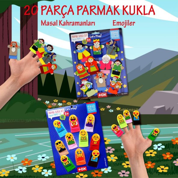 2 Set - 20 Parça Tox Emojiler ve Masal Kahramanları Parmak Kukla T225 T106 - 2