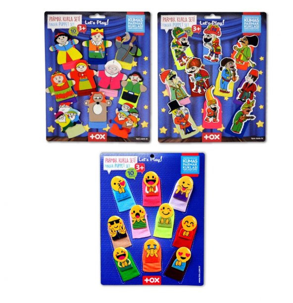 3 Set - 30 Parça Tox Masal Kahramanları, Karagöz Hacivat ve Emojiler Parmak Kukla T225 T106 T224 - 5