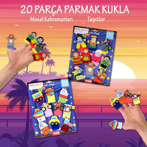 2 Set - 20 Parça Tox Masal Kahramanları ve Taşıtlar Parmak Kukla T181 T225 - 2