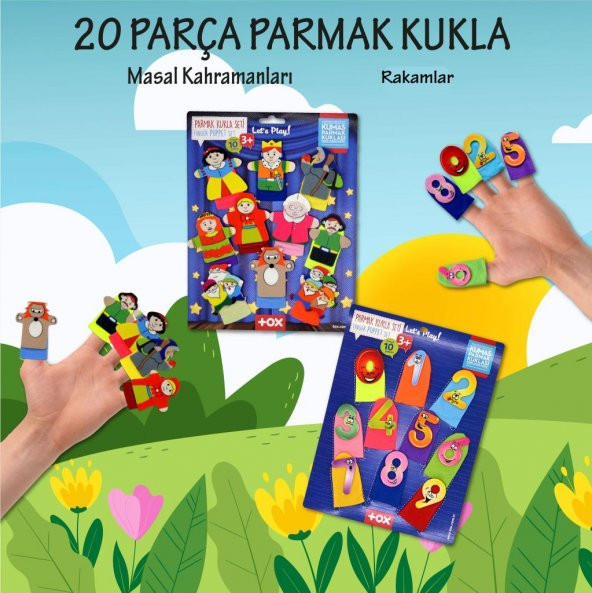 2 Set - 20 Parça Tox Masal Kahramanları ve Rakamlar Parmak Kukla T064 T225 - 2