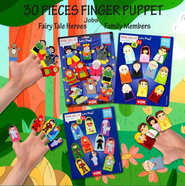 3 Set - 30 Parça Tox Masal Kahramanları, Meslekler ve Aile Bireyleri Parmak Kukla T751 T761 T225 - 7