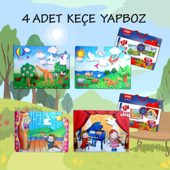 4 Set - 96 Parça Tox Origami ve Sahne 5+ Keçe Yapboz - 5 Yaş Puzzle T019 T018 - 2