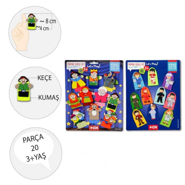 2 Set - 20 Parça Tox Masal Kahramanları ve Meslekler Parmak Kukla T761 T225 - 3