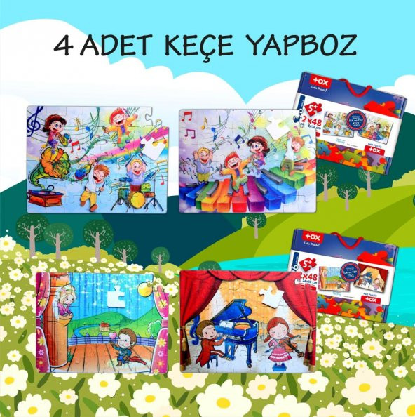 4 Set - 96 Parça Tox Müzik ve Sahne 5+ Keçe Yapboz - 5 Yaş Puzzle T018 T019 - 2