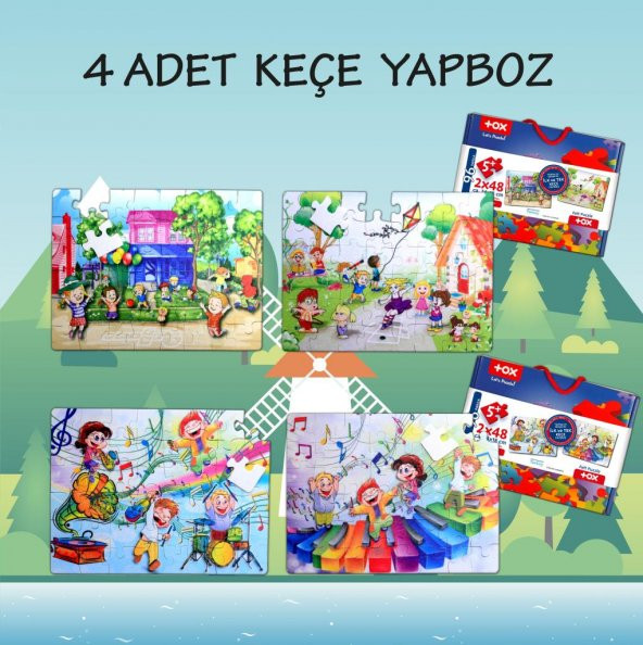 4 Set - 96 Parça Tox Oyun Parkı ve Müzik 5+ Keçe Yapboz - 5 Yaş Puzzle T016 T040 - 2
