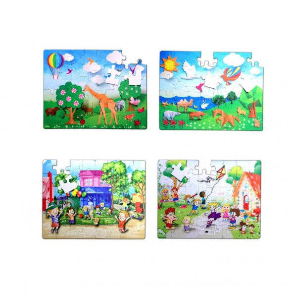 4 Set - 96 Parça Tox Origami ve Oyun Parkı 5+ Keçe Yapboz - 5 Yaş Puzzle T018 T040
