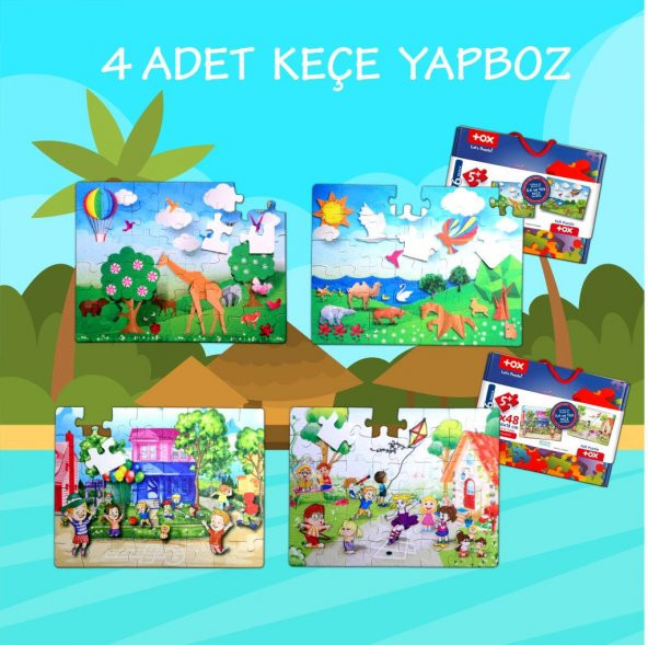 4 Set - 96 Parça Tox Origami ve Oyun Parkı 5+ Keçe Yapboz - 5 Yaş Puzzle T018 T040 - 2
