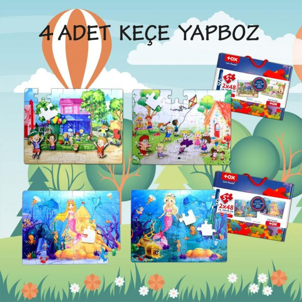 4 Set - 96 Parça Tox Oyun Parkı ve Deniz Kızı 5+ Keçe Yapboz - 5 Yaş Puzzle T040 T041 - 2