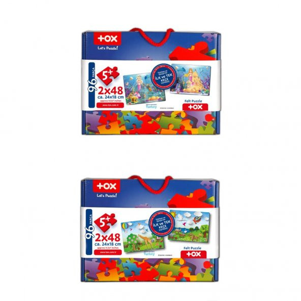 4 Set - 96 Parça Tox Origami ve Deniz Kızı 5+ Keçe Yapboz - 5 Yaş Puzzle T041 T018 - 8