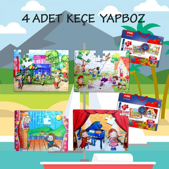 4 Set - 96 Parça Tox Oyun Parkı ve Sahne 5+ Keçe Yapboz - 5 Yaş Puzzle T019 T040 - 2