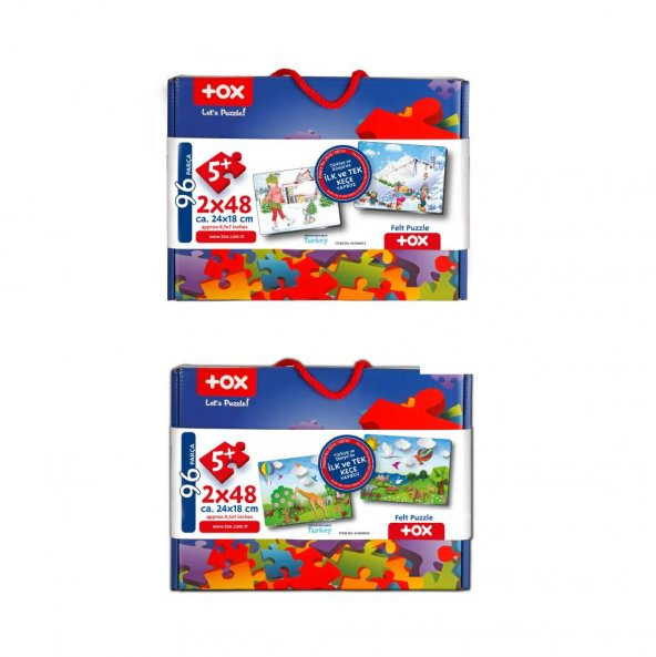 4 Set - 96 Parça Tox Kış ve Origami 5+ Keçe Yapboz - 5 Yaş Puzzle T018 T014 - 3