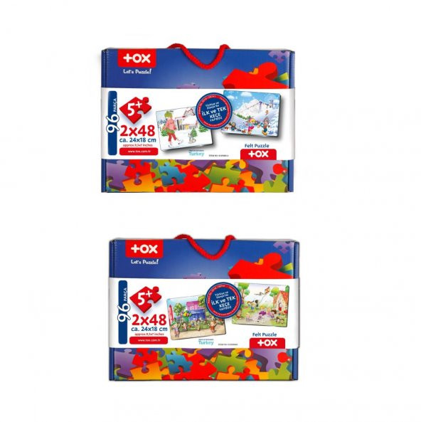 4 Set - 96 Parça Tox Kış ve Oyun Parkı 5+ Keçe Yapboz - 5 Yaş Puzzle T040 T014 - 8