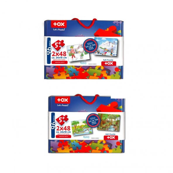 4 Set - 96 Parça Tox Orman ve Kış 5+ Keçe Yapboz - 5 Yaş Puzzle T014 T015 - 8