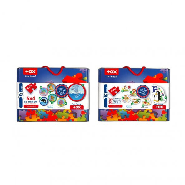 12 Set - 42 Parça Tox Deniz Canlıları ve Hayvanlar 2+ Keçe Yapboz - 2 Yaş Puzzle T001 T003 - 8