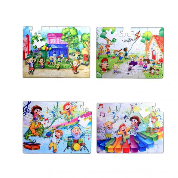 4 Set - 96 Parça Tox Oyun Parkı ve Müzik 5+ Keçe Yapboz - 5 Yaş Puzzle T016 T040