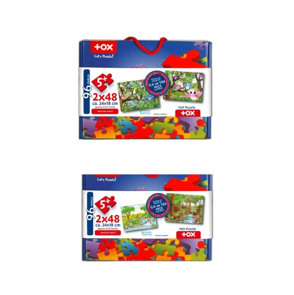 4 Set - 96 Parça Tox Orman ve Baykuş 5+ Keçe Yapboz - 5 Yaş Puzzle T015 T017 - 8