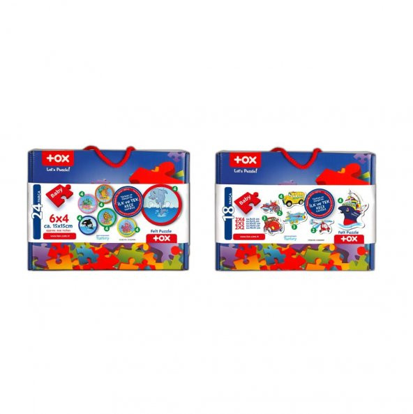 12 Set - 42 Parça Tox Deniz Canlıları ve Ulaşım Araçları 2+ Keçe Yapboz - 2 Yaş Puzzle T001 T002 - 8