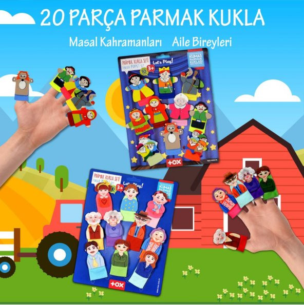 2 Set - 20 Parça Tox Masal Kahramanları ve Aile Bireyleri Parmak Kukla T752 T225 - 2