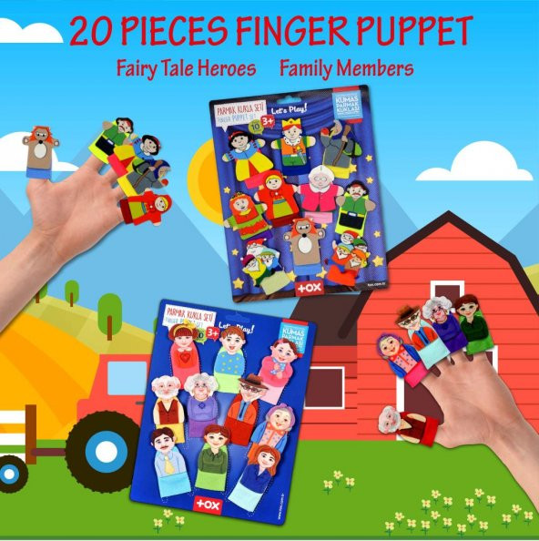 2 Set - 20 Parça Tox Masal Kahramanları ve Aile Bireyleri Parmak Kukla T752 T225 - 8