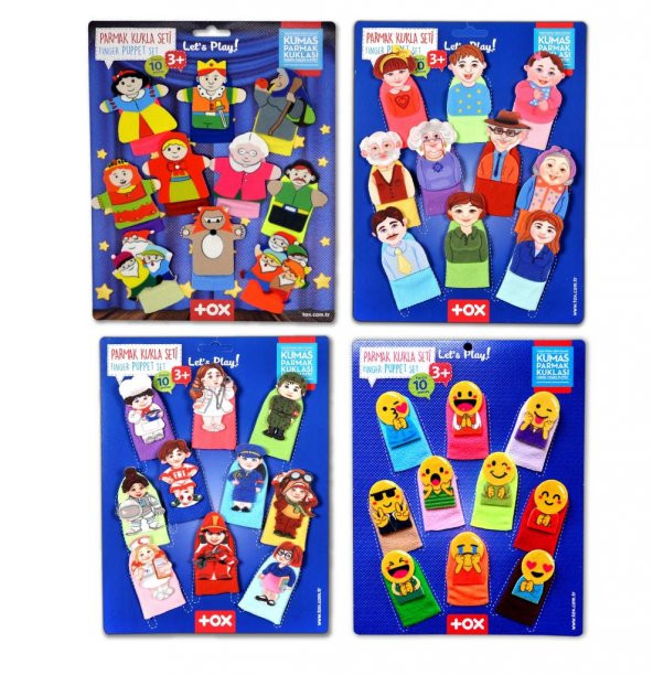 4 Set - 40 Parça Tox Masal Kahramanları, Aile Bireyleri , Meslekler ve Emojiler Parmak Kukla T225 T106 T751 T761 - 5