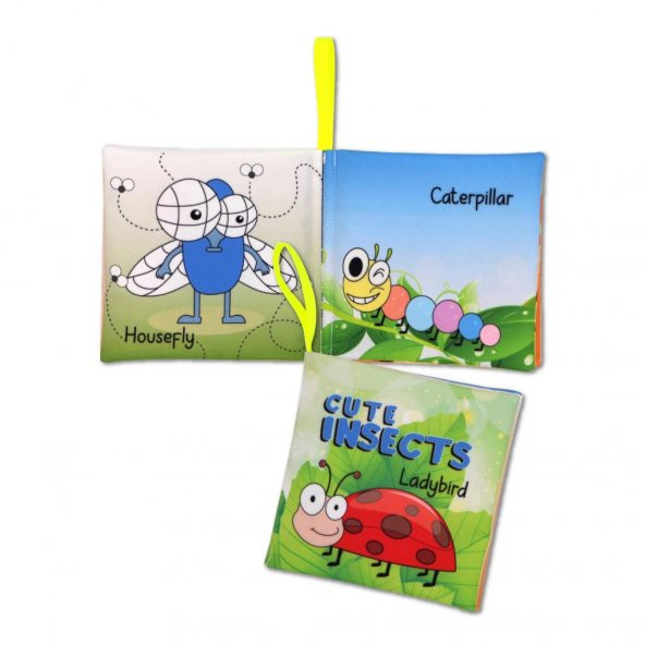 Tox İngilizce Sevimli Böcekler Kumaş Sessiz Kitap E386 - Bez Kitap , Eğitici Oyuncak , Yumuşak ve Hışırtılı - 3