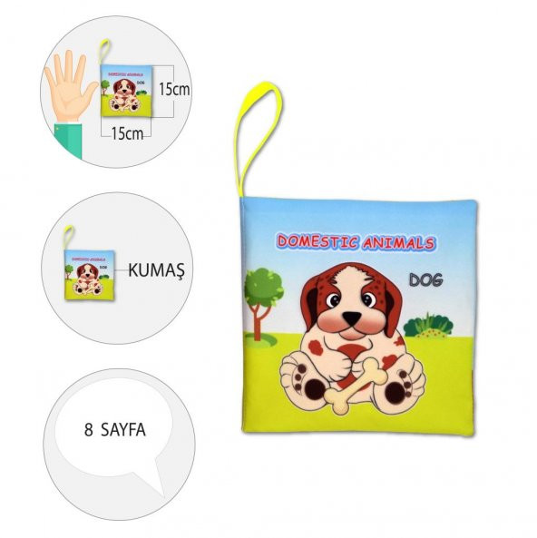 Tox İngilizce Evcil Hayvanlar Sessiz Kumaş Kitap E388 - Bez Kitap , Eğitici Oyuncak , Yumuşak ve Hışırtılı - 4
