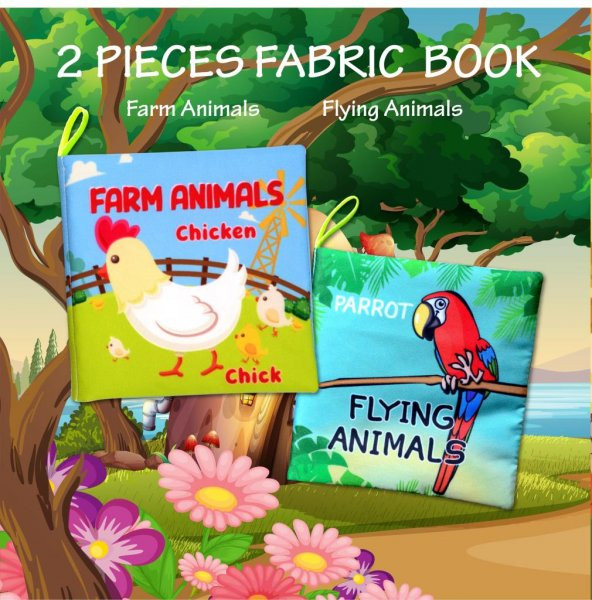 2 Kitap Tox İngilizce Çiftlik Hayvanları ve Uçan Hayvanlar Kumaş Sessiz Kitap E119 E139 - Bez Kitap , Eğitici Oyuncak , Yumuşak ve Hışırtılı - Resim 7