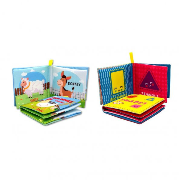 2 Kitap Tox İngilizce Çiftlik Hayvanları ve Şekiller Kumaş Sessiz Kitap E119 E131 - Bez Kitap , Eğitici Oyuncak , Yumuşak ve Hışırtılı - 8