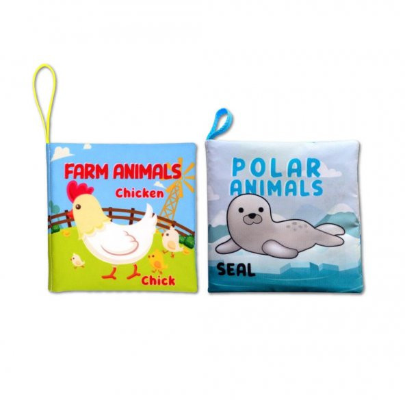 2 Kitap Tox İngilizce Çiftlik Hayvanları ve Kutup Hayvanları Kumaş Sessiz Kitap E125 E119 - Bez Kitap , Eğitici Oyuncak , Yumuşak ve Hışırtılı - 6