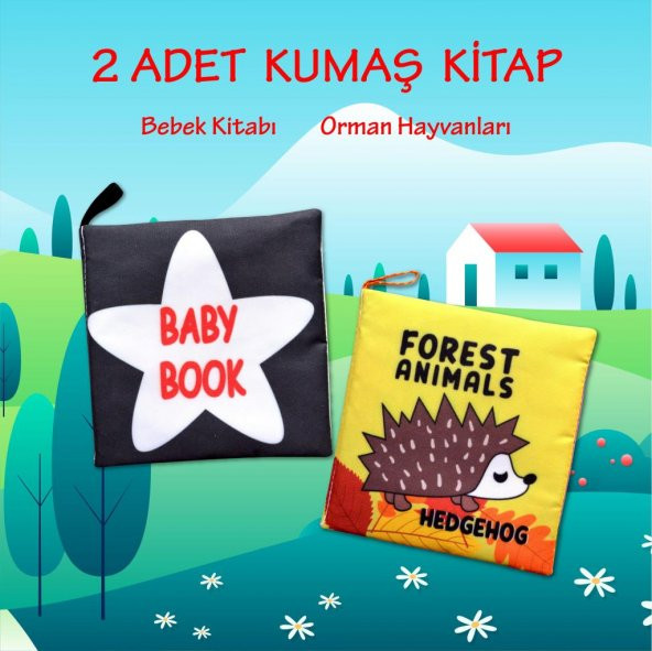 2 Kitap Tox İngilizce Siyah-Beyaz Bebek ve Orman Hayvanları Kumaş Sessiz Kitap E136 E127 - Bez Kitap , Eğitici Oyuncak , Yumuşak ve Hışırtılı - 2