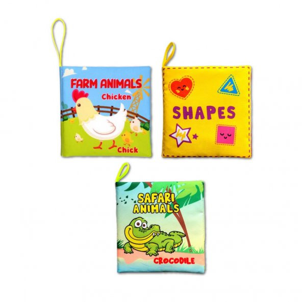 3 Kitap Tox İngilizce Şekiller , Çiftlik ve Safari Hayvanları Kumaş Sessiz Kitap E119 E130 E131 - Bez Kitap , Eğitici Oyuncak , Yumuşak ve Hışırtılı - 6