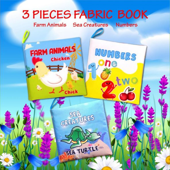3 Kitap Tox İngilizce Çiftlik Hayvanları , Deniz Canlıları ve Rakamlar Kumaş Sessiz Kitap E119 E122 E128 - Bez Kitap , Eğitici Oyuncak , Yumuşak ve Hışırtılı - 7
