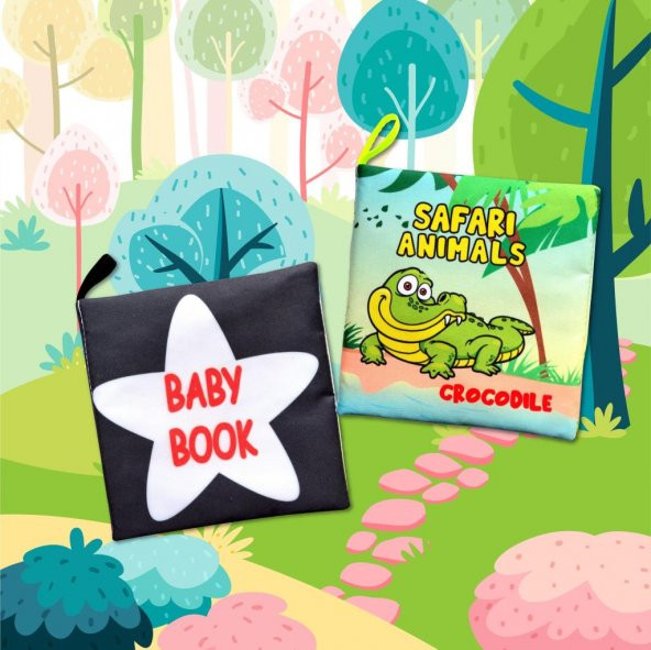 2 Kitap Tox İngilizce Siyah-Beyaz Bebek ve Safari Hayvanları Kumaş Sessiz Kitap E136 E130 - Bez Kitap , Eğitici Oyuncak , Yumuşak ve Hışırtılı - 10