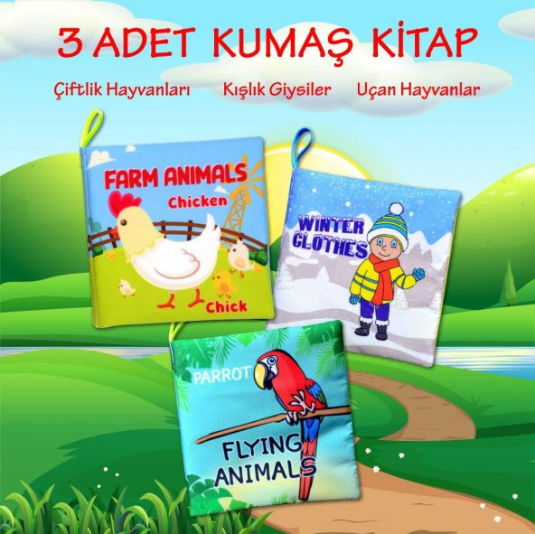 3 Kitap Tox İngilizce Kışlık Giysiler , Uçan ve Çiftlik Hayvanları Kumaş Sessiz Kitap E119 E124 E133 - Bez Kitap , Eğitici Oyuncak , Yumuşak ve Hışırtılı - 2