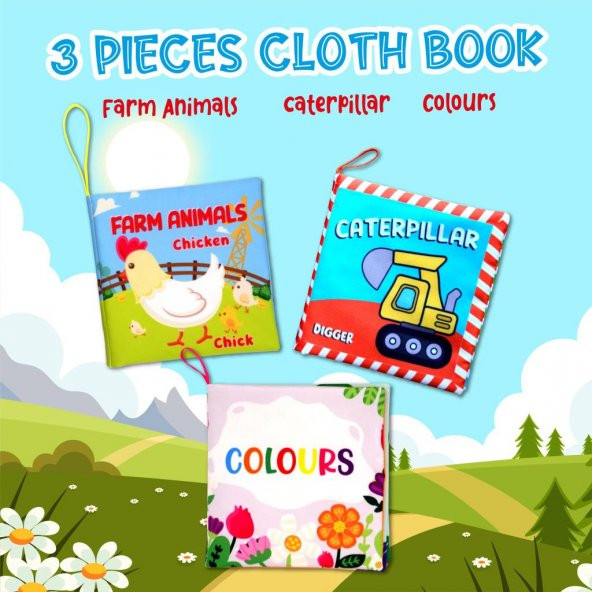 3 Kitap Tox İngilizce Çiftlik Hayvanları , Renkler ve İş Makinaları Kumaş Sessiz Kitap E119 E118 E129 - Bez Kitap , Eğitici Oyuncak , Yumuşak ve Hışırtılı - 7