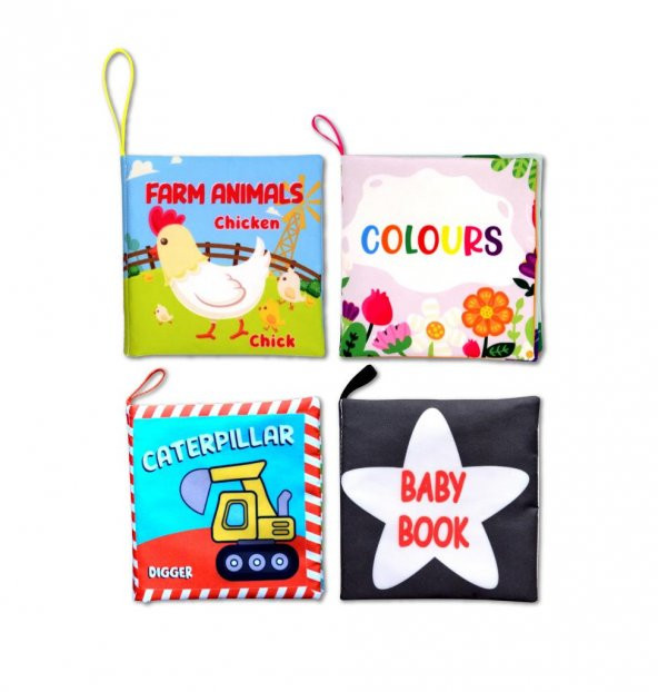 4 Kitap Tox İngilizce Renkler , İş Makinaları , Çiftlik Hayvanları ve Bebek Kumaş Sessiz Kitap E118 E119 E136 E129 - Bez Kitap , Eğitici Oyuncak , Yumuşak ve Hışırtılı - 6